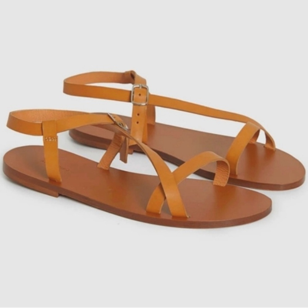Anine Bing Rococo Flats Yellow Tan Leather Sandals Strappy Size 37 or 7 US